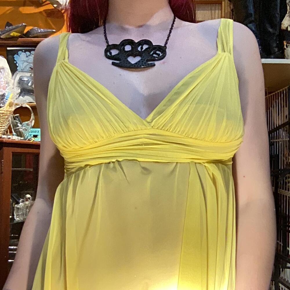 Yellow sheer vintage victorias secret babydoll a line dress - Picture 3 of 4